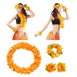 Dekorative Blumen-Girlanden-Stirnband, 4 Stück/Set, klassische, lebendige Farben, leichtes Strand-Tropen-Hawaii-Lei-Set, Partyzubehör