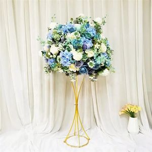 ゴールドメッキウェディングメタルフラワースタンドテーブルフローラルディスプレイスタンドの結婚式のアレンジ用の背の高いセンターピース幾何学スタンドの花瓶