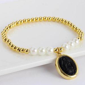 Strand Virgin Mary Crystal Bracelets - 10 Color Options Elastic Beaded Charm Bracelet Religious Jewelry