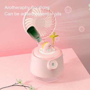 Electric Fans Kettle Shape Air Humidifier USB Aromatherapy Diffuser with LED Warm Lamp in Lovely Doll Cold Humidificafor