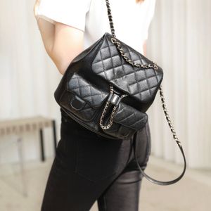 Nova bolsa de designer mochila feminina 10A de luxo caviar de alta qualidade bolsa de corrente bolsa escolar de couro genuíno bolsa de ombro bolsa de mão transversal 20 cm com caixa