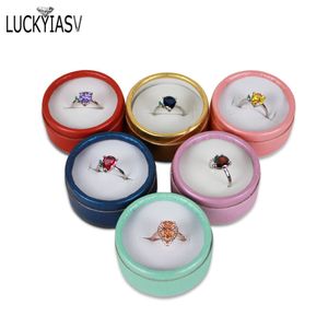 Jewelry Boxes Wholesale 24pcs/lot Multi-color Bow Small Round Ring Box Stud Earrings Jewelry Box Gift Box For Ring Display Jewelry Earring Box 230616