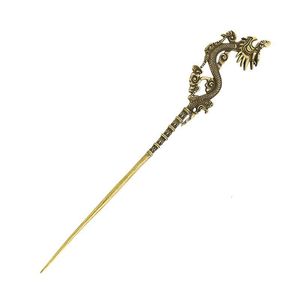 Fermagli per capelli 1Pc Vintage Dragon Hairpin Copper Retro Hair Stick Tradizionale Hanfu Updo Hair Bacchette Updo Hair Insert Chignon Pin 15.5cm 230616