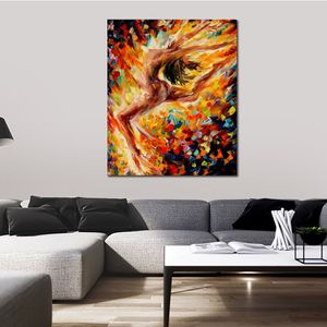 Arte em tela de figura nua A dança do amor Pintura moderna feita à mão para decoração de quarto familiar