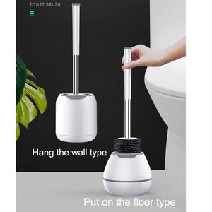 Cleaning Brushes Eyliden TPR Toilet Brush and Holder Set Silicone Bristles for Wall Hanging Floor Bathroom Clean Tool with Tweezers 230617