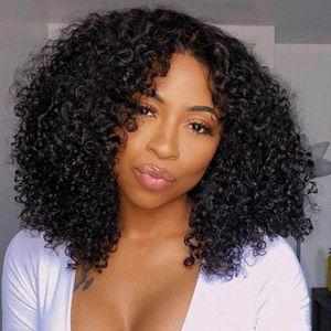 Perucas curtas Bob 13x4 Lace Frontal sem cola encaracolado 100% cabelo humano pronto para usar perucas de fechamento de renda encaracolado profundo pré-arrancado