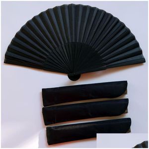 Продукты в китайском стиле Black Vintage Hand Fan Fant Fans Dance Wedding Party A3 Drop Delive Home Garden Arts Crafts Dhaui