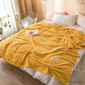Decken, Decken für Betten, solide gelbe Farbe, weiche quadratische Decke auf dem Bett, dicke Überwurfdecke R230617