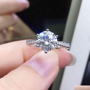 Ringar 925 Sterling Sier Moissanite Classic Style 1CT IJ Color Single Row smycken Jubileum Ring Drop Delivery Dhgarden DHPYB