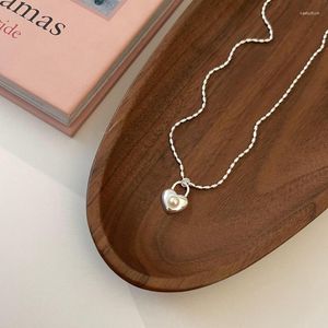 Chains VENTFILLE 925 Sterling Silver Love Heart Locks Pearls Necklace For Women Girl Retro Sweet Jewelry Birthday Gift Drop