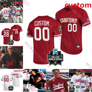 2023 CWS Stanford Cardinal Baseball Jersey Malcolm Moore Carter Graham Quinn Mathews Drew Dowd Matt Scott Joey Dixon Maglie Stanford cucite personalizzate da uomo