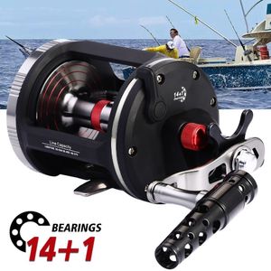 Baitcasting Reels Sougayilang Strong Trolling Fishing Reel 14 1BB Right Hand Sea Bait Casting Max Drag 30kg De Pesca 230617