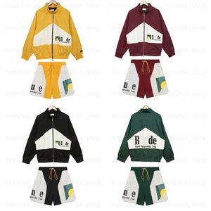 Rhude mens tracksuit designers shorts printed patchwork contrasting jacket and shorts suit American casual street style can be purchased separately