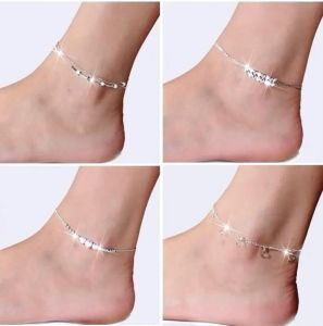 NYA 925 STERLING SLIVER ANKLE JABLE FÖR KVINNA FOTMAYGRYER INLAIDA ZIRCONA ANKLETS JABLE ATT EN BEN PERSONALITETSFÖRETAG