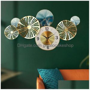 Relógios de parede Ferro Europeu Sala de estar Relógio Moderno Criativo Swing Grande Luxo Ouro Nórdico Reloj De Pared 3D Home Decor Drop Delivery Dh5Li