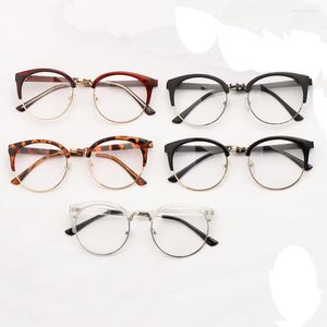 Occhiali da sole Fashion Metal Half Frame Specchio piatto Occhiali da vista Occhiali retrò Uomo Donna Occhiali da computer con lenti trasparenti anti-affaticamento