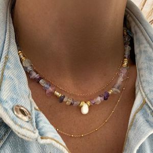 Ketten Trendy Kurze Naturstein Perlen Halskette Handgefertigte Exquisite Anhänger Choker Frauen Charme Schmuck Geschenke Mehrfarbig Großhandel