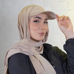 Accanlar Kadın Hijabs Müslüman Spor Tarzı Düz ​​Renkli Jersey Beyzbol Kapı Swal Kadın Fullarca Stoles