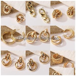 Charm Fashion Gold Color Metal droppeörhängen Rostfritt stål Simple Knot Twist For Women Statement smycken Pendiente Leverans DHN17