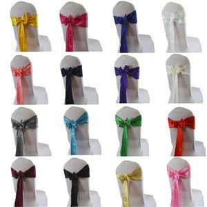 SASHES 50pcs 15*275cm Satin Chair Sashes Banquet Bow Tie Band for Wedding Birthday Party El Home Home Decoration Supplies 230616