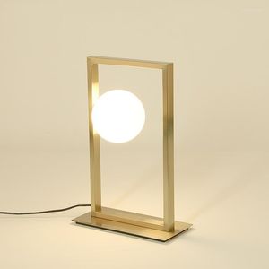 Lampy stołowe Nowoczesna lampa LED do salonu sypialnia biurko gloden szklana piłka ze stali nierdzewnej drewniane drewniane okno