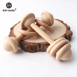 Baby-Beißringe Spielzeug Let's Make 10-teiliger Holz-Beißring, Rassel, Quietscher, Holz-Beißring für Kleinkinder, Lebensmittelqualität, Holz-Zahnen, sensorische Aktivität, Beißring-Rasseln 230617