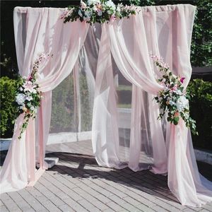 Занавес белый свадебный фон шифоновый ткани драпировки для вечеринок панели с карманами с удилищами дома
