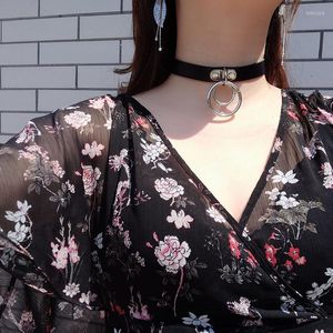 Charm Armelets Circle Gothic Punk Holographic Choker Hologram Pu Leather 2023 Collar Necklace Jewelry Wristband Armband