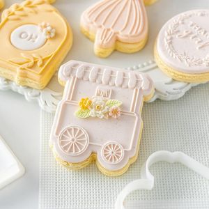Formy do pieczenia 1PCS Princess Happy Birthday Cake Cookie Embosser Cutter Acryl Fondant Sugar Craft Dekoracja