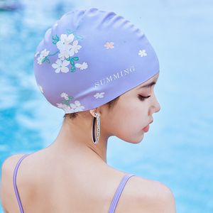 Плавательные шапки мужчины женщины водонепроницаемые шапки для бассейна Защитите уши длинные волосы Большие силиконовые шляпа давич