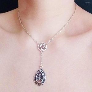 Pendant Necklaces Fashion Vintage Spider Necklace Pentagram Jewelry Gift Ladies Witch Amulet Gothic Aesthetics Accessories