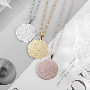 Pendant Necklaces Men Ladies Fashion Stainless Steel Round Medal Necklace Casual Amulet Jewelry Muslim