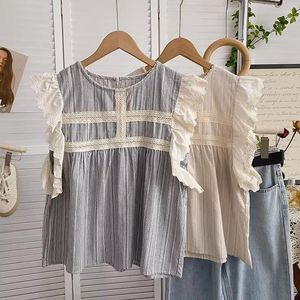 Frauen Blusen Koreanische Mode Sommer Frauen Süße Fliegen Kurzarm Vintage Patchwork Oansatz Femme Shirts Tops Dünne Blusas Dropship