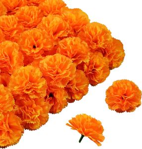 120 teste di fiori di calendula artificiali sfusi, fiori artificiali di seta per fai da te per il festival indiano Diwali, festival messicano, ghirlanda di calendula fai da te, decorazioni per matrimoni, 5 cm