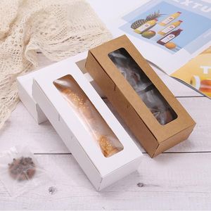 Gift Wrap 10/20pcs Rectangle Transparent Window Kraft Paper Packaging Boxes For Wedding Birthday Party Candy Dessert Baking Cake Box