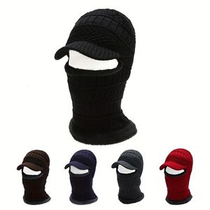 Велосипедные шапки маски вязаная козырька Зимняя шляпа сгустие теплые наушники Чепични для мужчин для мужчин Женские шерстяные шарф -шарф
