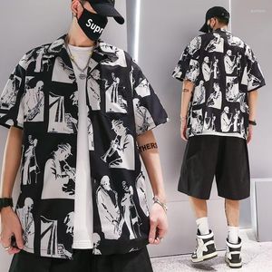 Мужские повседневные рубашки летние высококачественные мужская гавайская рубашка 3D черная печать короткая лацканая рукава Большой размер мужской дизайн пляжа 2023