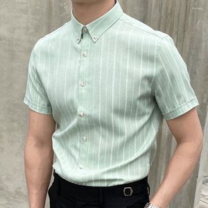 Męskie koszule Summer Men Men krótkie rękawowe koszula British Slim Slim Retro Dress Camisa Masculina Social Camisas para hombre