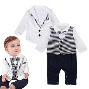 Abiti Fashion Beach Style Summer Baby Boys Pagliaccetto Manica corta Gentleman Infant Tuta nata Boy Abiti formali 230617