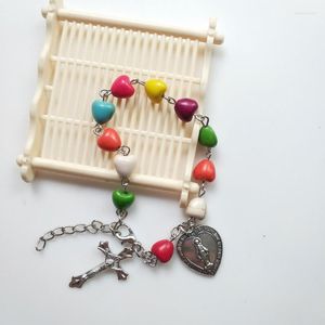 Charm Bracelets Religious Blessing Bracelet Color Love Catholic Christ Rosary Cross Female Simple Metal For Women