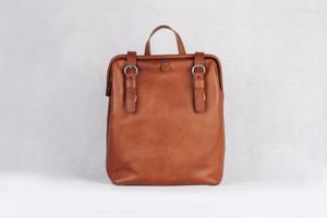 School Bags 092 Classic Genuine Leather Cow Skin Women Large Backpack Handmade Shcool Bag High Quality