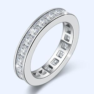 2023 Top Sell Wedding Rings smycken Sterling Sier Full Princess Cut White Topaz Cz Diamond Gemstones Party Handmade Women Engagement