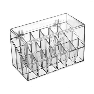 Storage Boxes Lipstick Holder 18 Slots Stainless Steel Transparent For Lip Glosses Stand With Lid Make Up Organizer