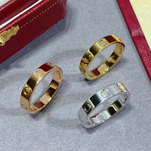 ラブリング3.6mm薄い結婚指輪カップルゴールドメッキ18Kデザイナーのための女性用の18KデザイナーT0p品質の公式複製ファッション豪華な記念日ギフト009