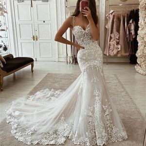 Vintage Mermaid 2021 Sweetheart V Neck Bridal Suknie ślubne Współziarjane spódnice Princess Trumpet Vestidos de Novia Suknie ślubne 262v