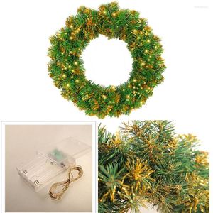 Dekoratif çiçekler yapay yuvarlak çelenk büyük çelenkler ile led hafif kapı asılı dekor ev Noel diy 30cm