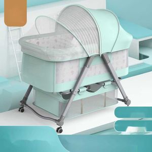 Europeisk stilfällning av skarv stora BB multifunktionella bärbara sido -konvertibla spjälsäng Nyfödda sängbäddsbädd Baby Cribs Beds Toys