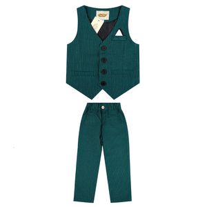 Kläder sätter vårens höstbarn Vest Pants 2st Kids Formal Suits Boys Girls Gentleman Wedding Performance Costume 230617