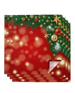 Столовая салфетка 4pcs Рождественские сосновые иглы фонари звездам площадь 50 см свадебной украшения ткани кухня порция салфетки