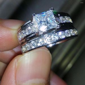Cluster Rings Luxury Promise Ring Sets Diamond Zircon 925 Sterling Silver Party Wedding for Women Bridal Fine Engagement SMycken